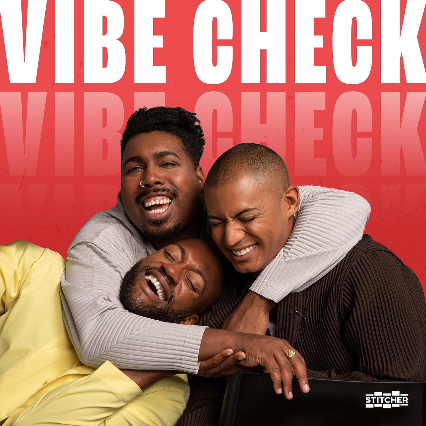 Cover art for Vibe Check with Sam, Saeed, and Zach huddled together.