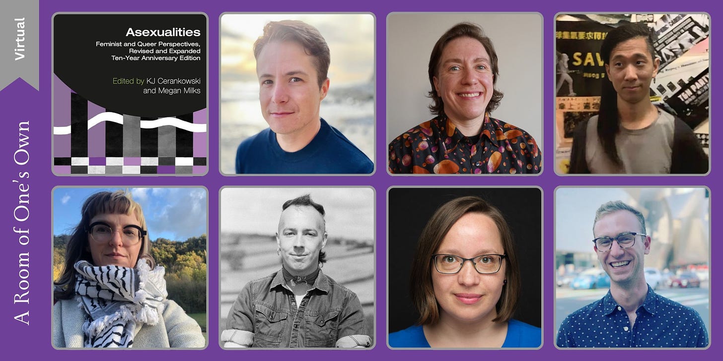 Image featuring headshots of the panelists for the Asexualities book discussion.