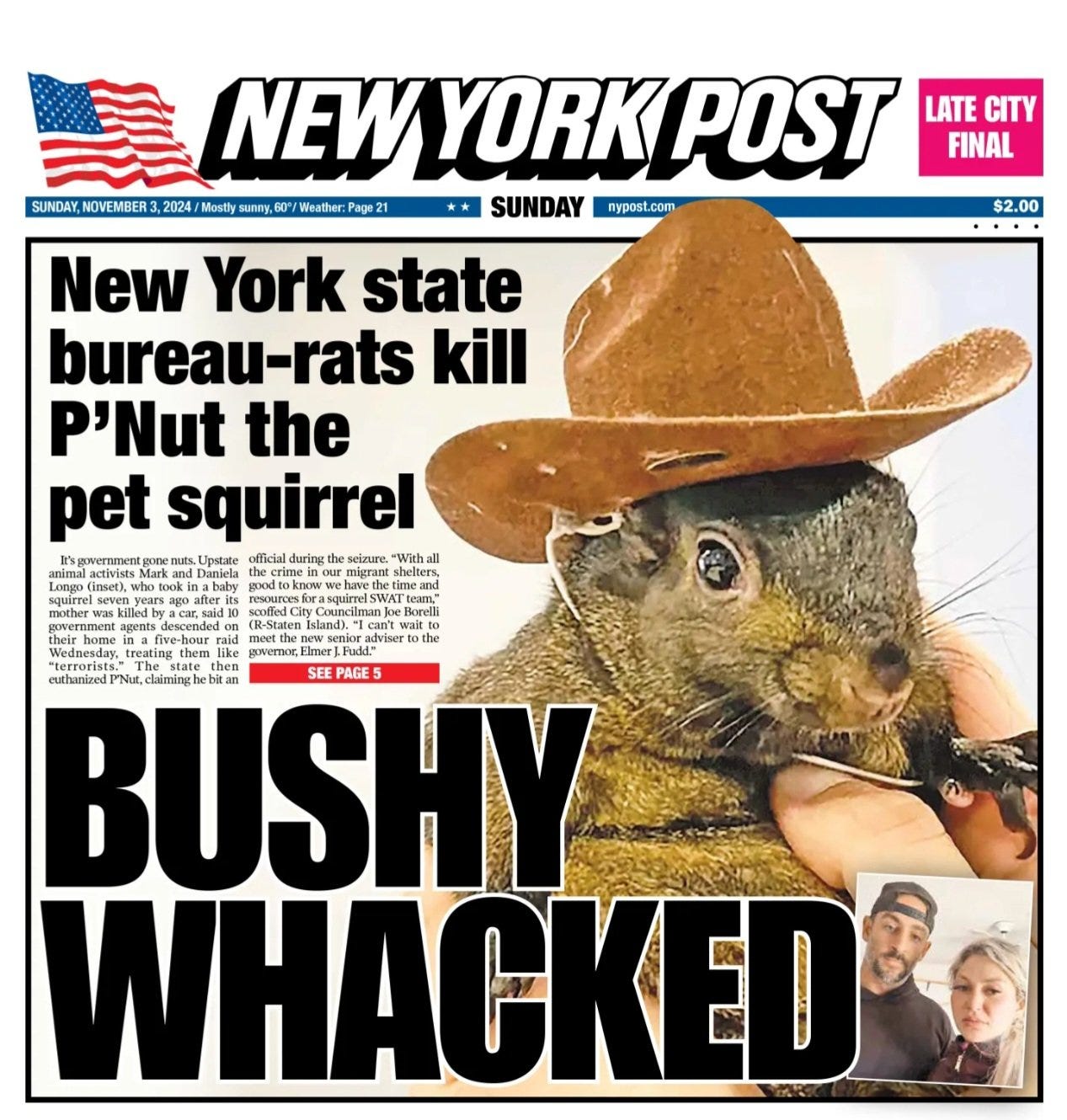 Bob Joseph on X: "DEATH OF P'NUT: Sadness and anger after environmental  conservation officers kill beloved upstate New York squirrel. 🐿  https://t.co/SPcRzn6gmC" / X