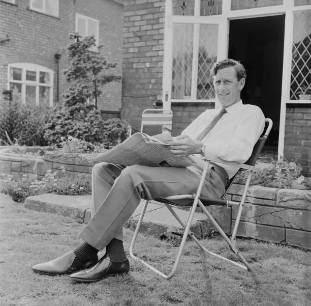 Lancashire cricketer Brian Statham relaxes at his home in Heaton Moore, Manchester, after retiring from the game, 14th August 1968. His last match...