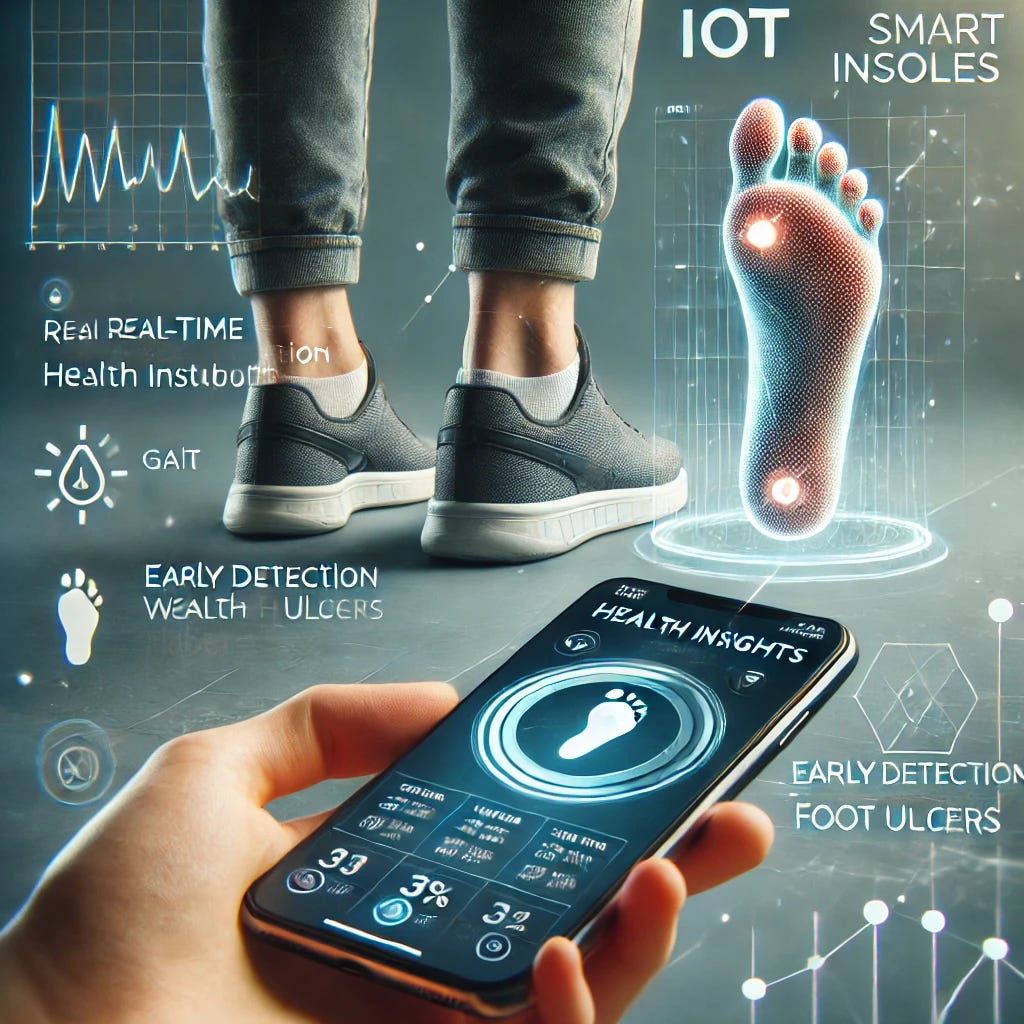 ai created graphic showing human getting insights from iot smart insoles