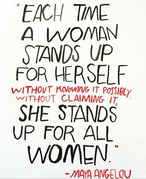 This may contain: a woman stands up for herself without claiming it she stands up for all women