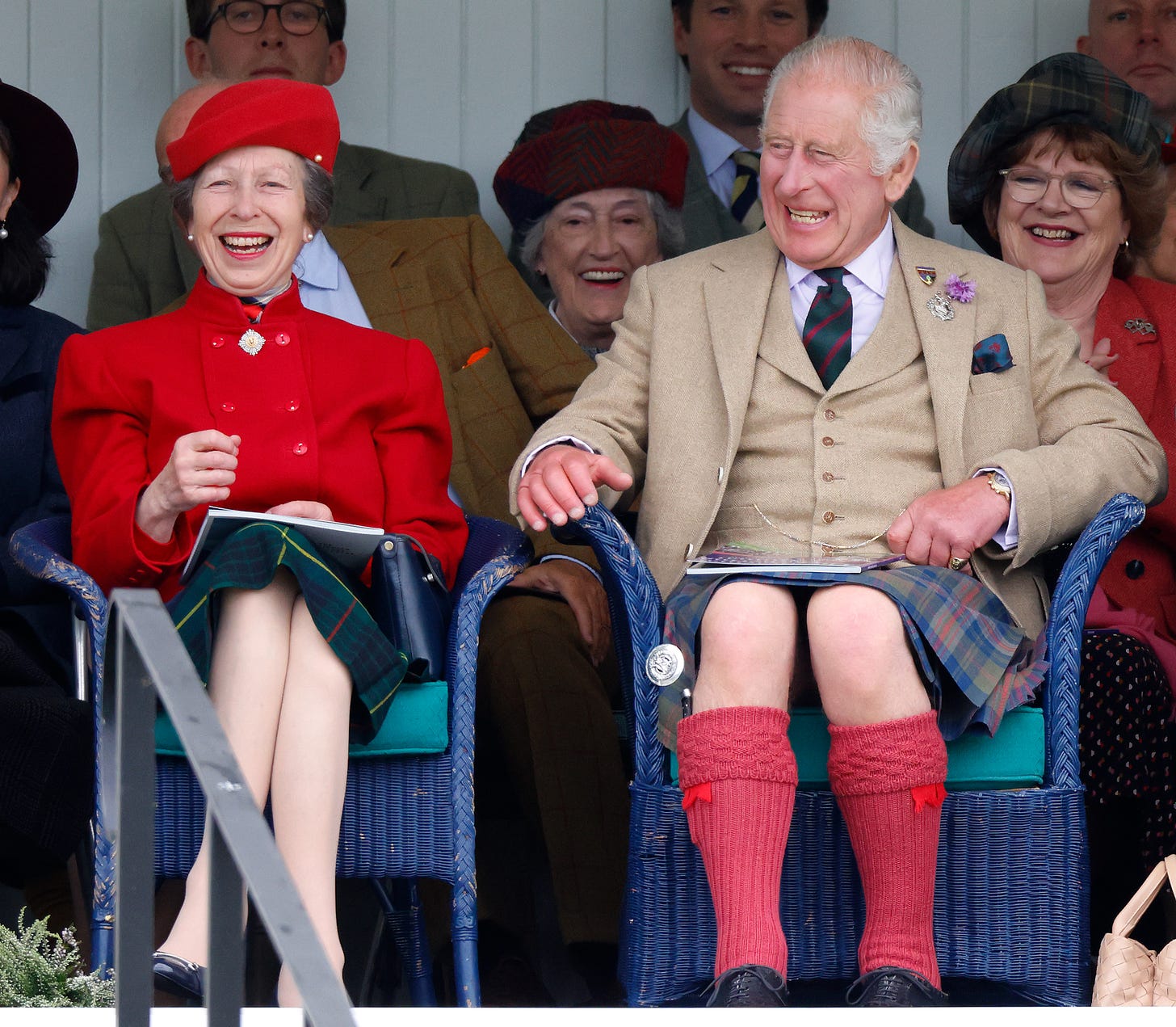 princess anne and king charles at the braemar gathering