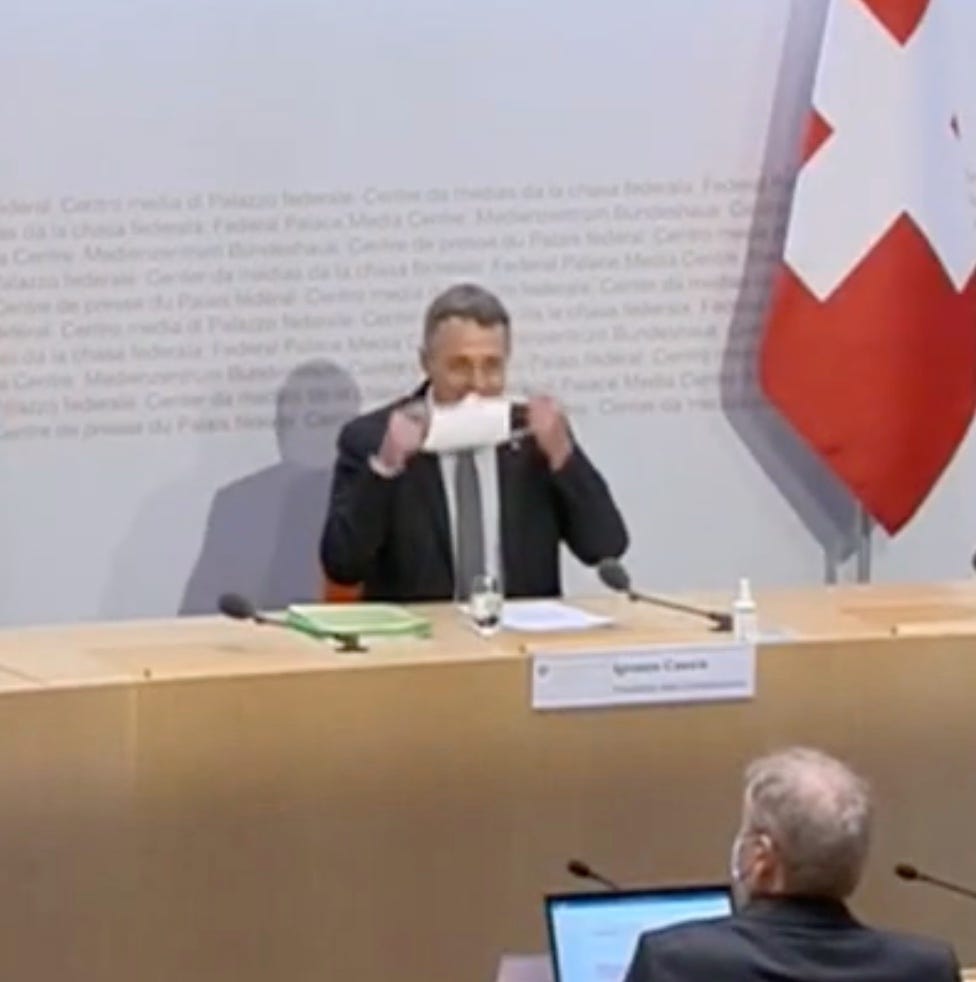 the moment swiss federal councilor took his mask of he was covid positive