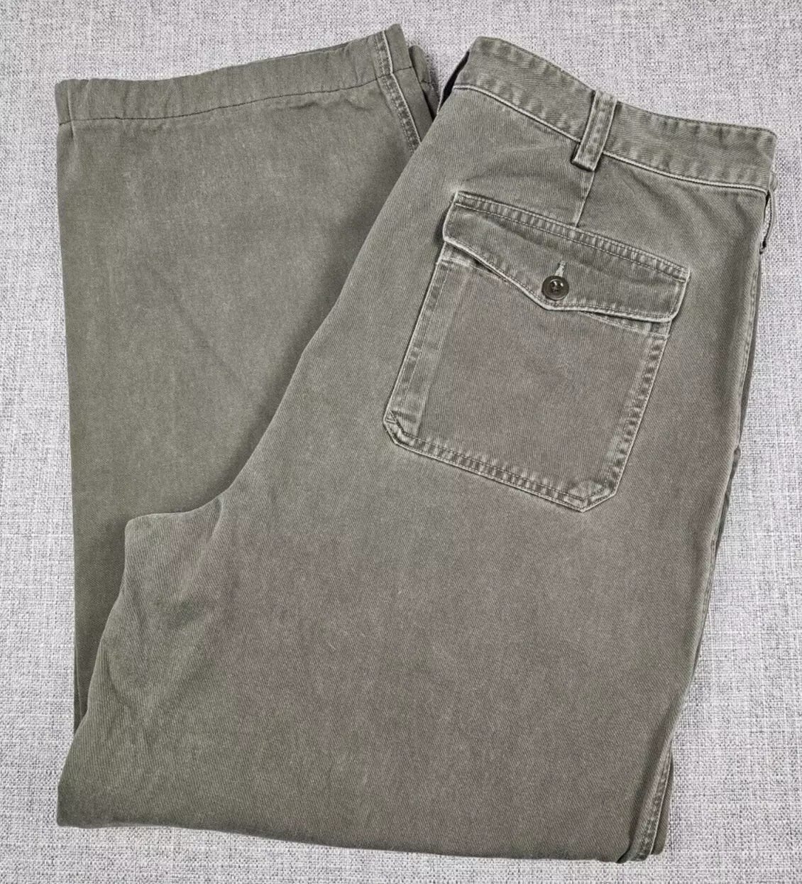 VTG Abercrombie & Fitch Chino Pants Mens 36 x 28 Green Wide Leg Skater Baggy Y2K - Picture 1 of 8