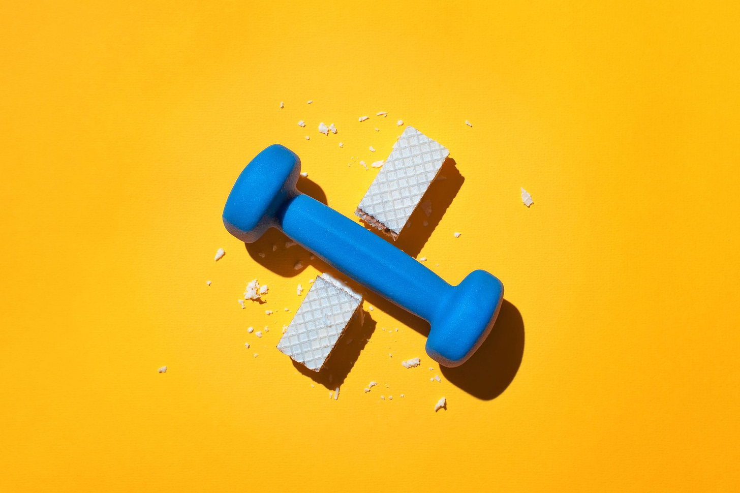 A blue dumbell droped on the wafer