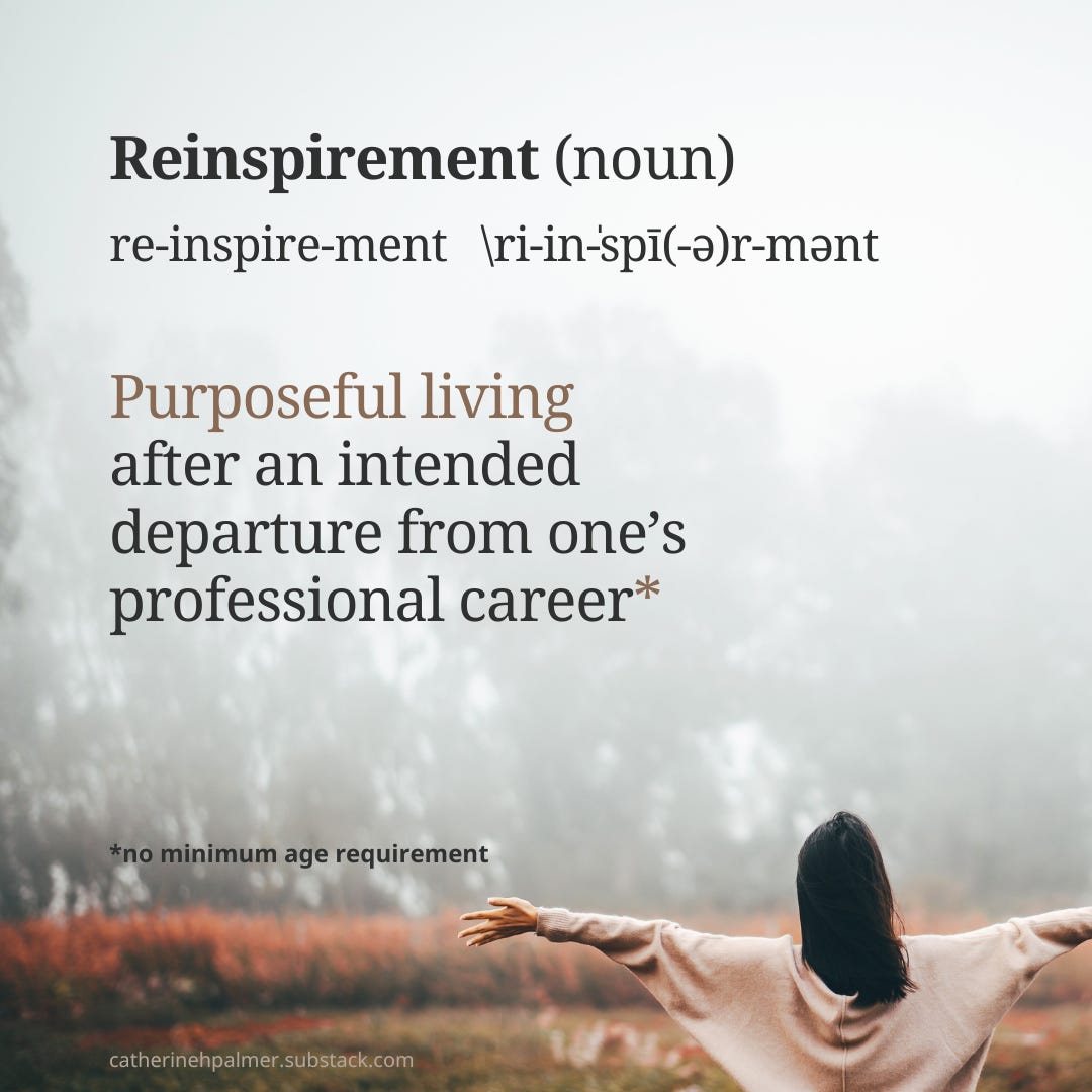 Image of a woman with her arms spread wide on a hilltop. Reinspirement definition: purposeful living after an intended departure from one's professional career. No minimum age requirement