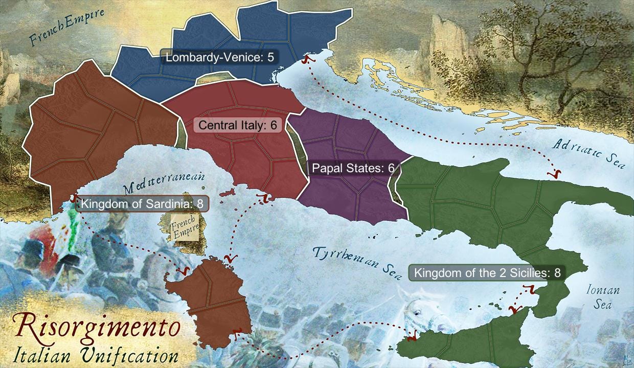 Italian Unification Map 意大利统一后的版图