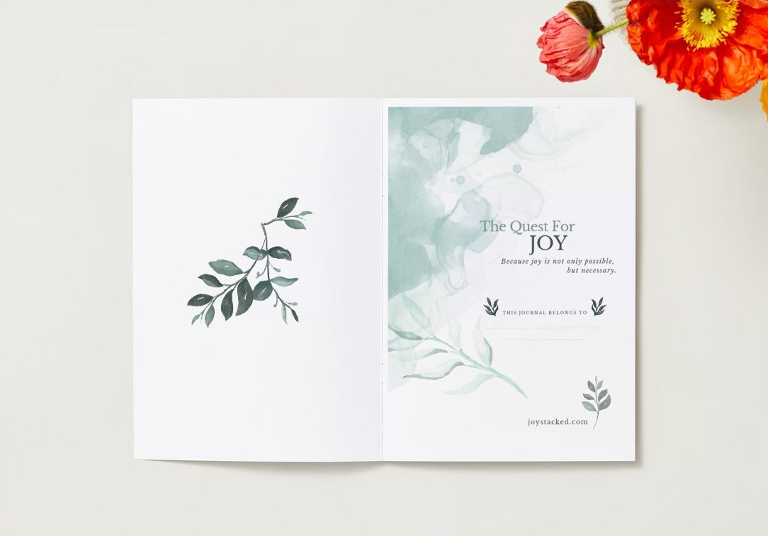 First page of the Joy Planner. The page is title “The Quest For Joy” - Because joy is not only possible, but necessary. Underneath it says “This journal belongs to” and there’s space to add your name.