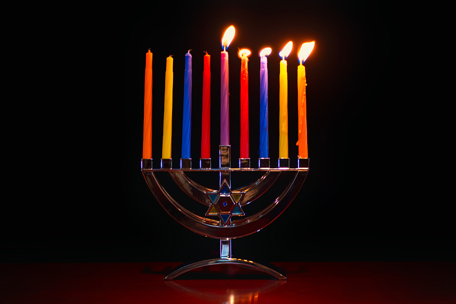 A menorah halfway through Hanukkah