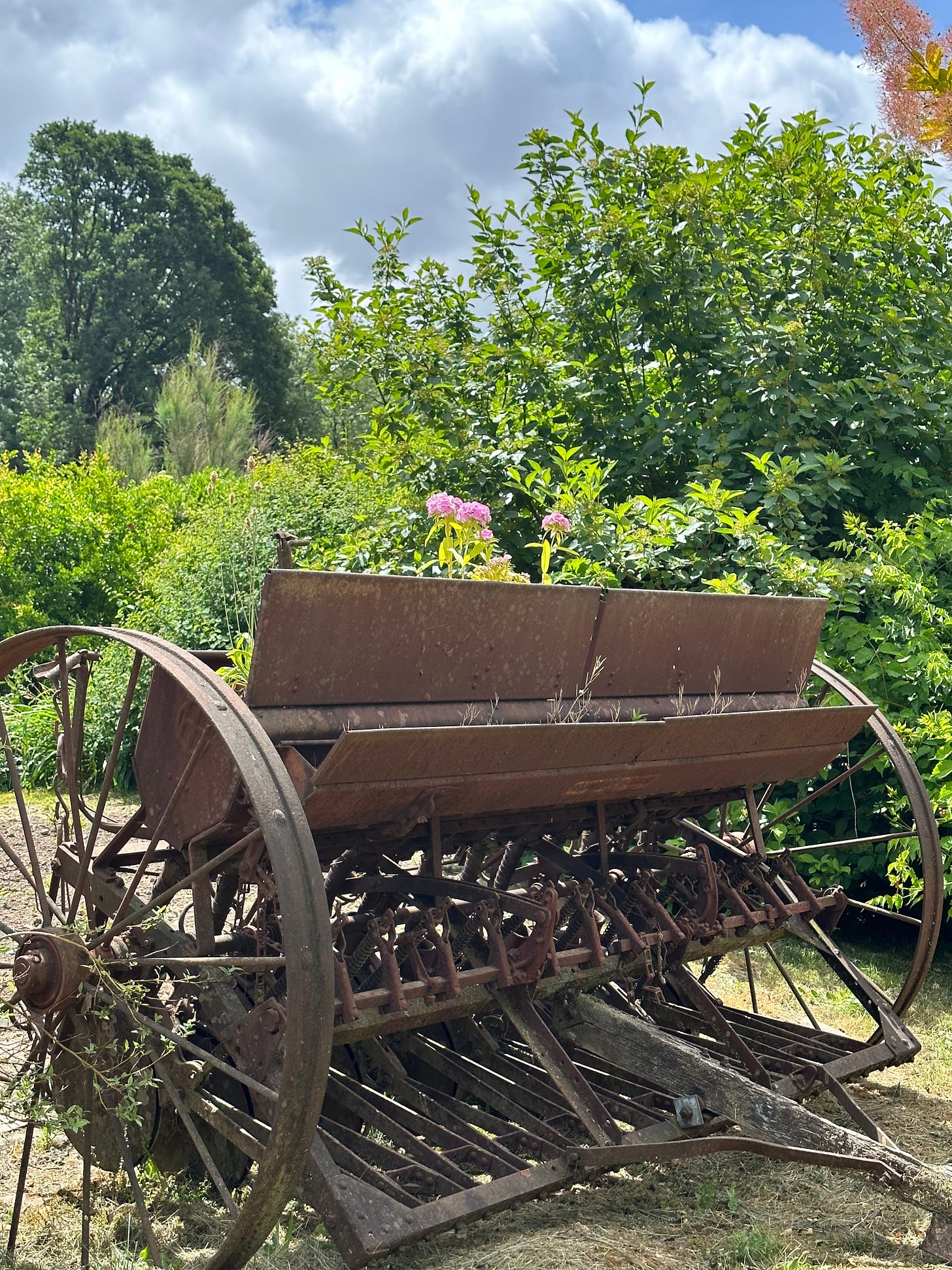 farm equipment turned into a planter