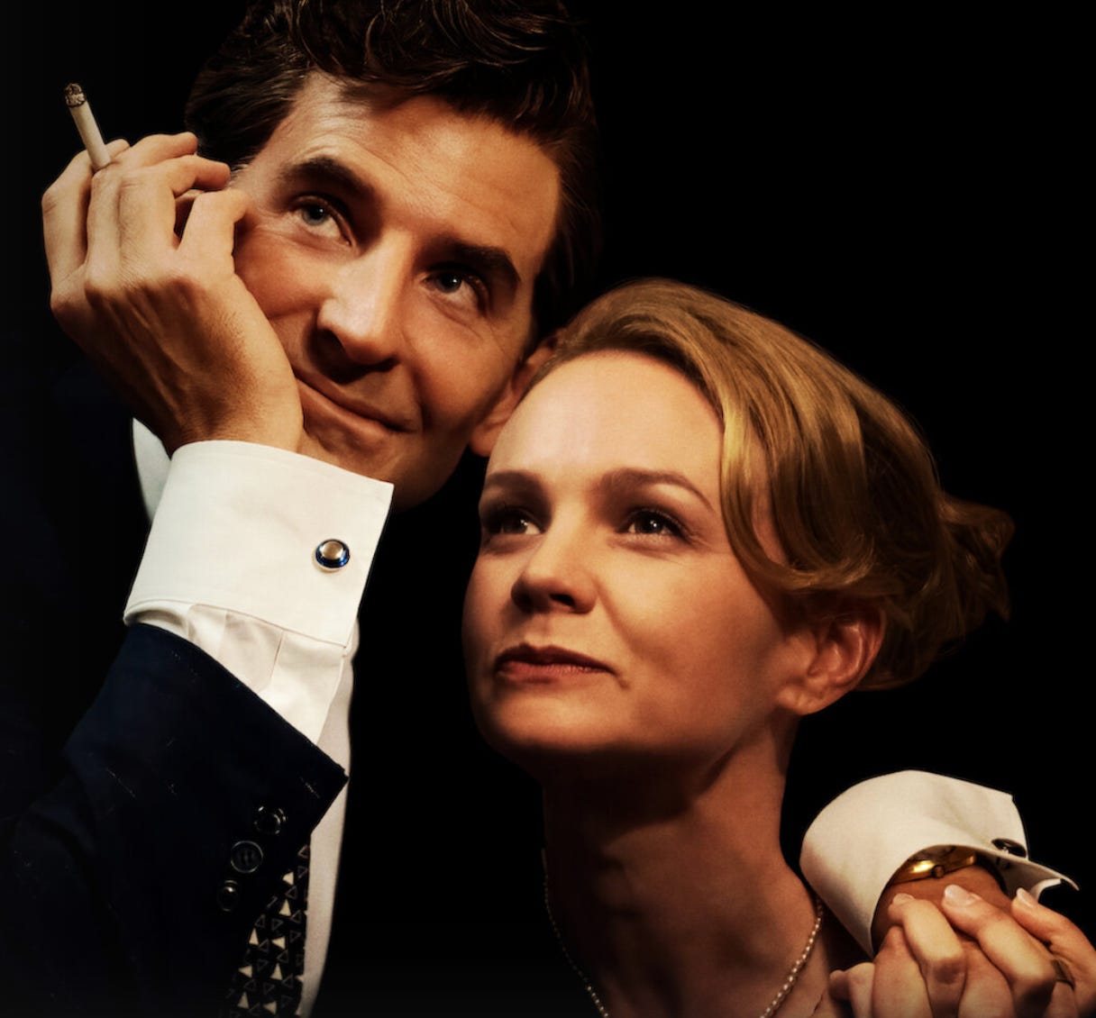 small image showing the two stars of Maestro, Bradley Cooper and Carey Mulligan