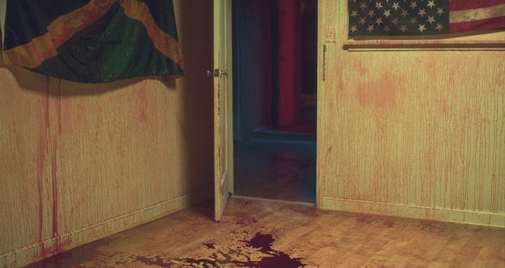 Father Son Holy Gore - Too Old to Die Young - Bloody Jamaican and American Flags