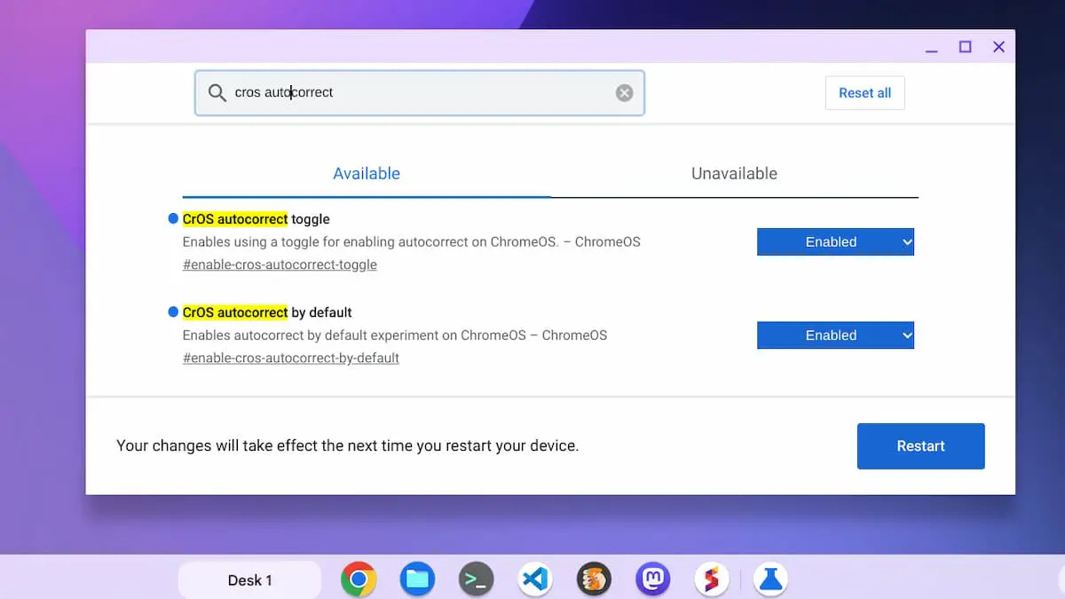 The ChromeOS 116 release adds enhanced autocorrection turned on by default
