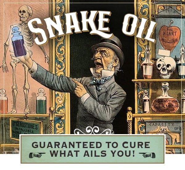 Snake oil salesman with elixir.