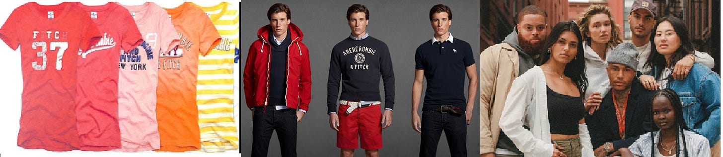 Three Abercrombie & Fitch collections (2006, 2012, 2024)