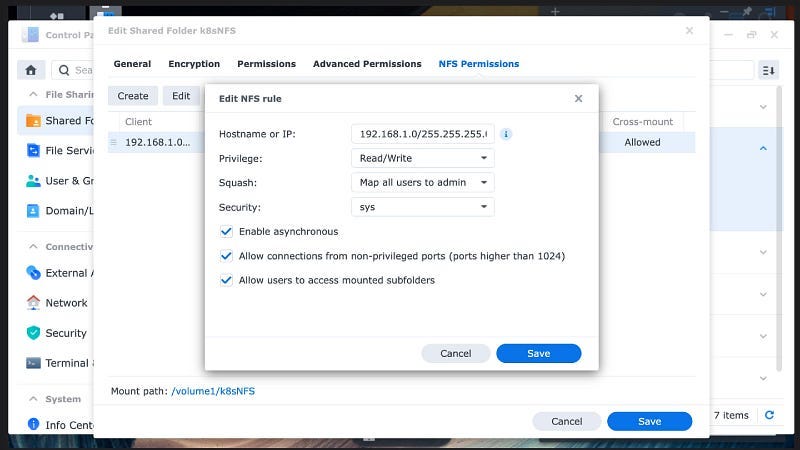 NFS permissions on Synology NAS