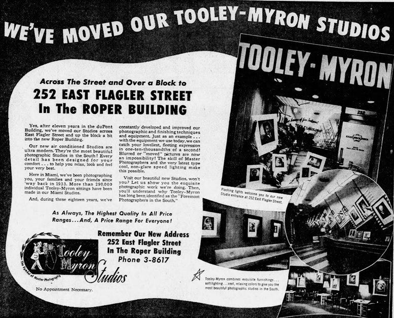  Figure 4: Ad for Tooley-Myron Studios in Miami Herald in 1951