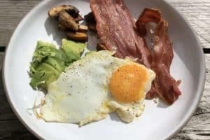 Keto meal of meat and eggs