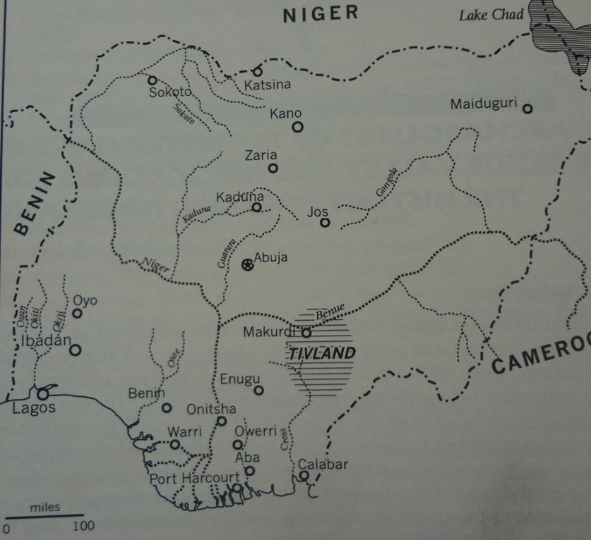 Map of Tivland in Central Nigeria