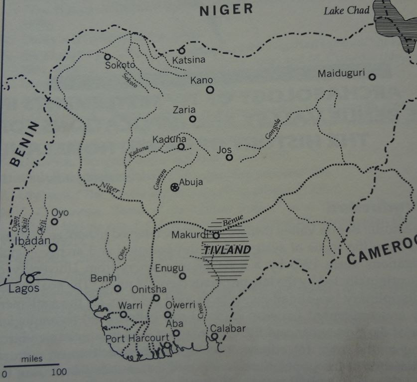 Map of Tivland in Central Nigeria Map of Tivland in Central Nigeria