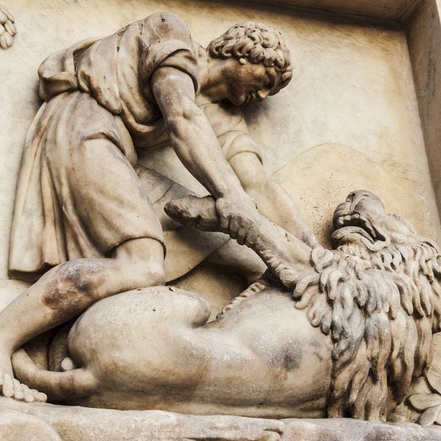 marble sculpture of the milan's cathedral (italy)