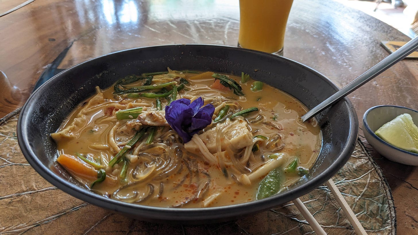 bowl of khao soi curry noodles