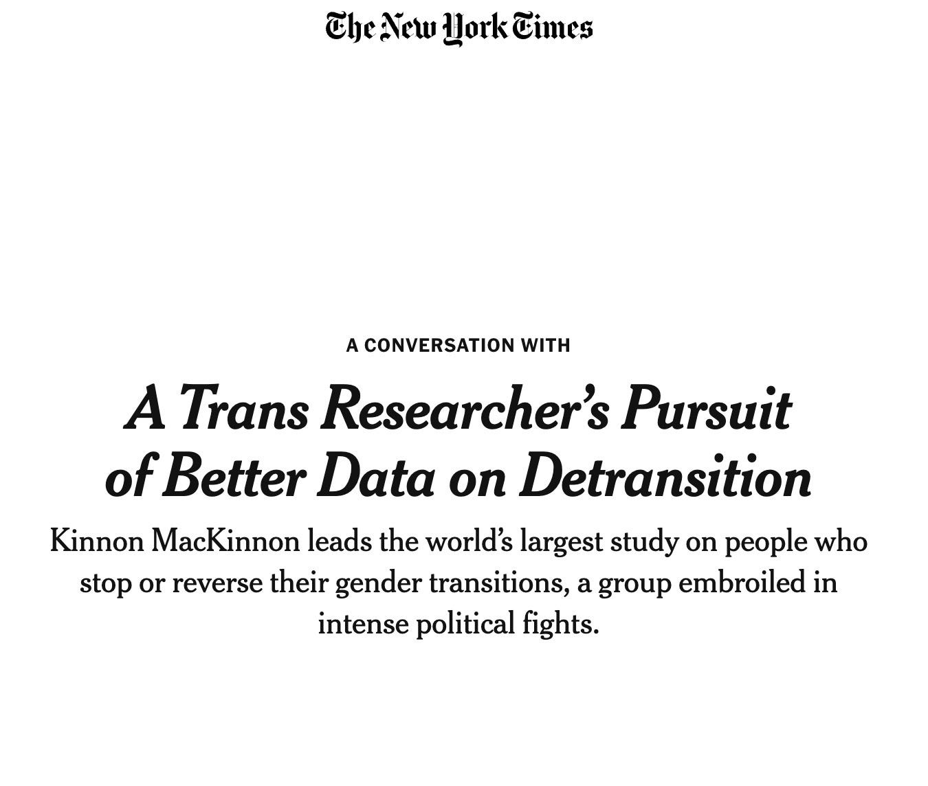 Kinnon's interview in the New York Times