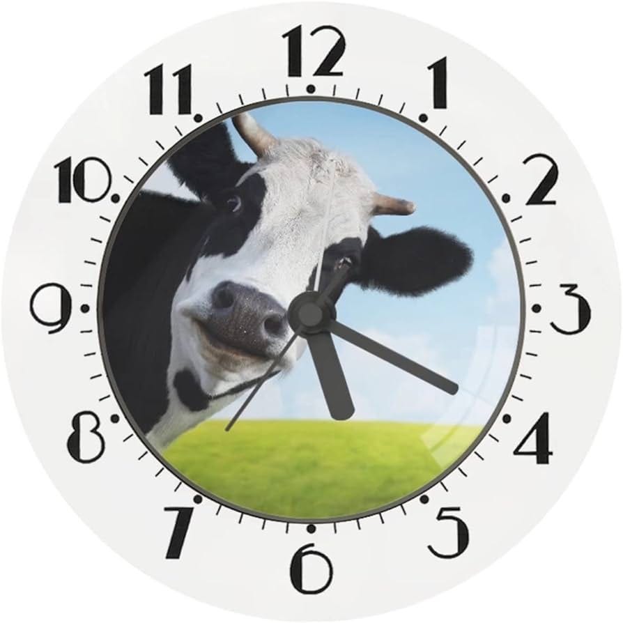 Amazon.com: Dolyues Farm Animal Cow Wall Clock Silent Non Ticking Round Alarm  Clock Battery Operated Home Decor Wall Clocks for Bedroom Living Room  Kitchen Office, Easy to Use : Home & Kitchen