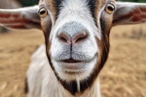 an inquisitive goat