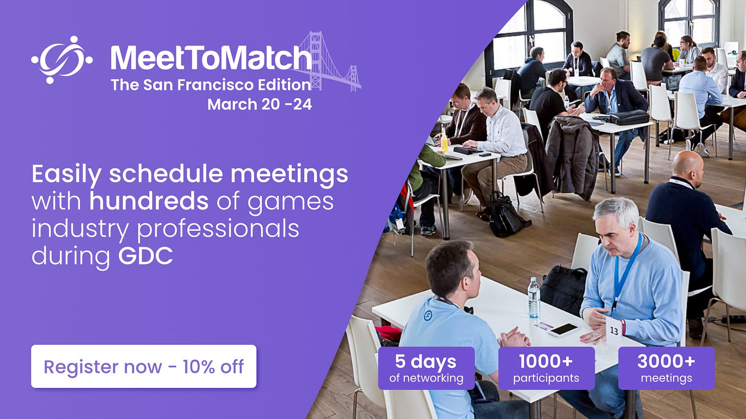 Meet To Match invites you to San Francisco to meet games industry professionals during GDC with 10% discount.