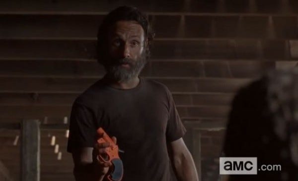 rick grims finds aarons flare gun walking dead 2015