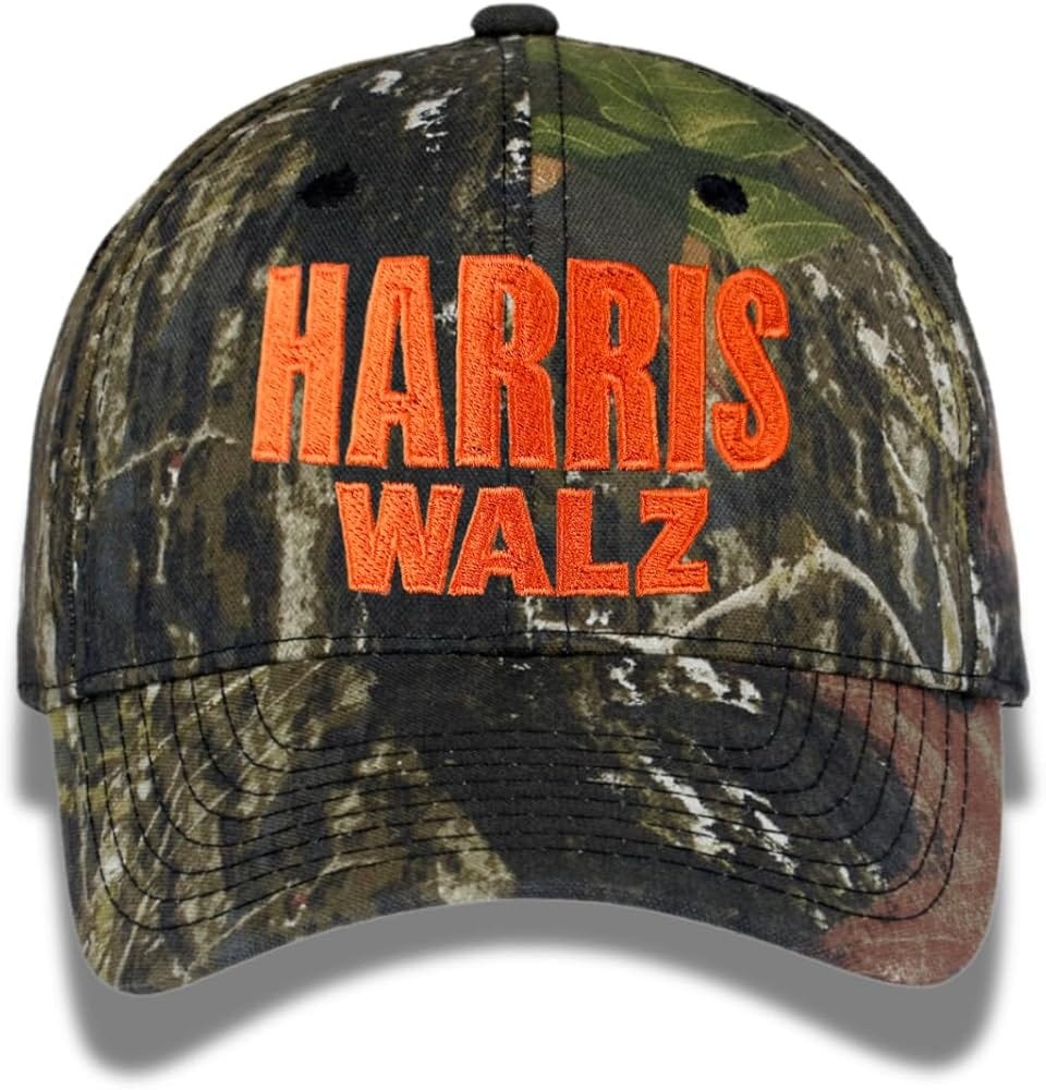 Mossy Oak Harris Walz 2024 Camo Hat – Mid-Profile, Structured, Durable  60/40 Cotton-Poly Blend, Adjustable Velcro Closure, Bold Orange Embroidery,  ...