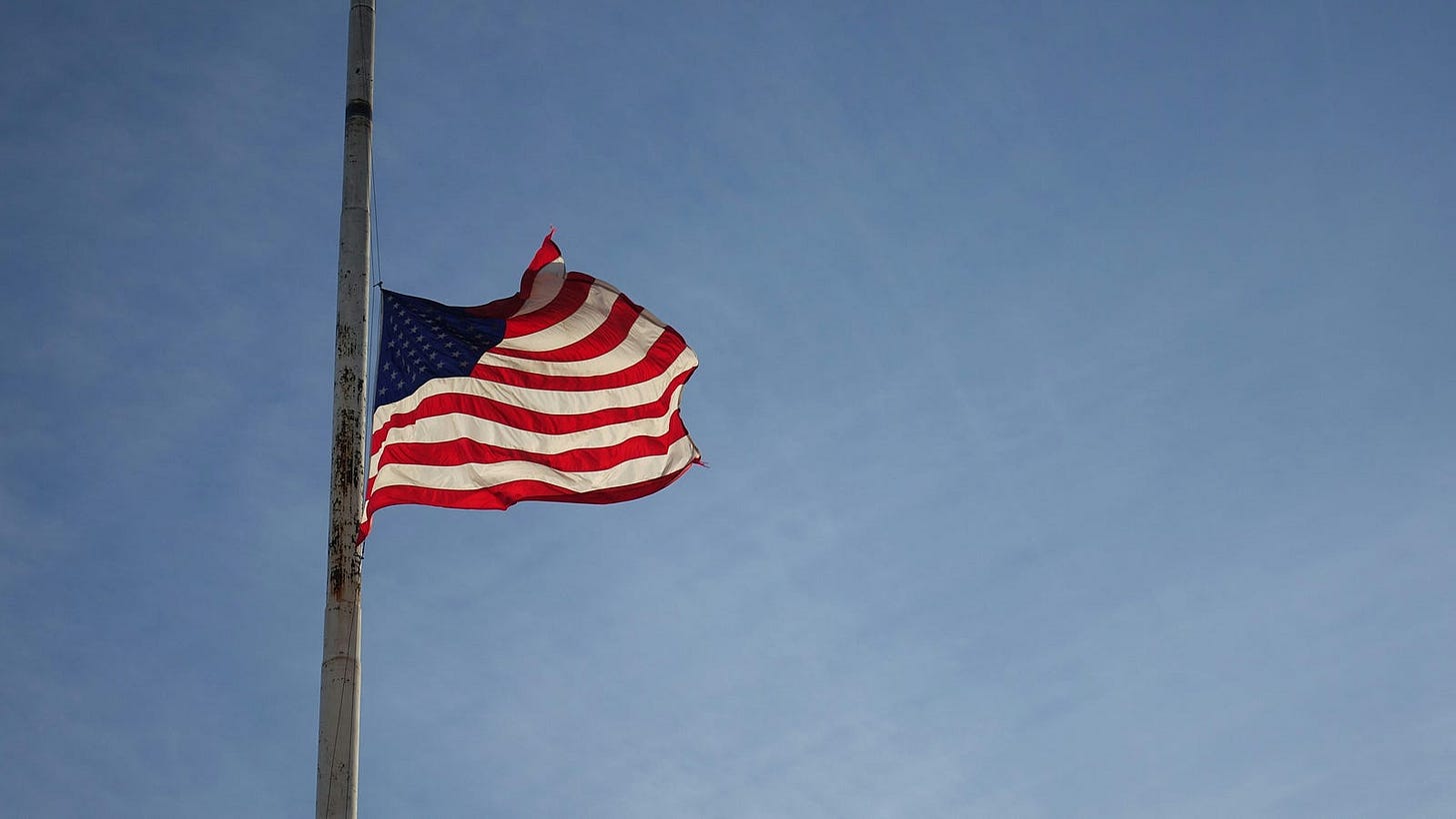 Photo of flag at half-mast by Jacob Stone on Unsplash Photo of flag at half-mast by Jacob Stone on Unsplash
