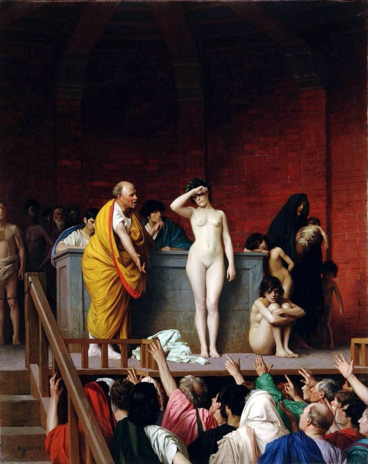 This may contain: an image of a group of people that are standing in front of a painting