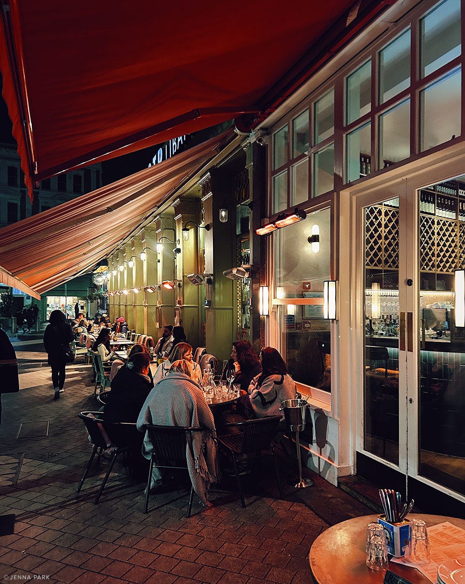 Outside diners at a cafe in London