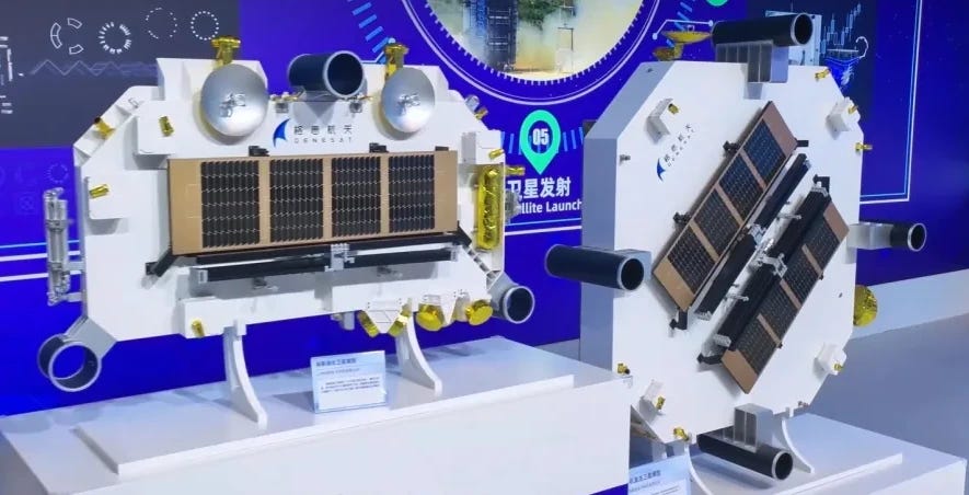 Models of a first-generation Qianfan satellite (left) and a third-generation satellite (right), both in their launch configurations. Models of a first-generation Qianfan satellite (left) and a third-generation satellite (right), both in their launch configurations.