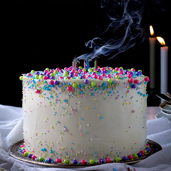 Cake with candles on the top.