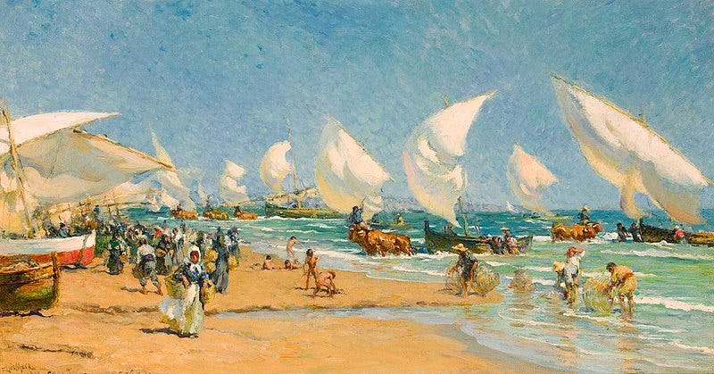File:On The Beach Valencia, Francis Luis Mora (1874-1940) 38988.jpg