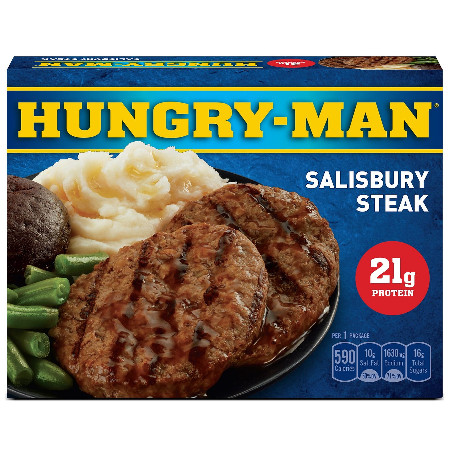 Hungry-Man Salisbury Steak, Frozen Meal, 16 oz (Frozen)