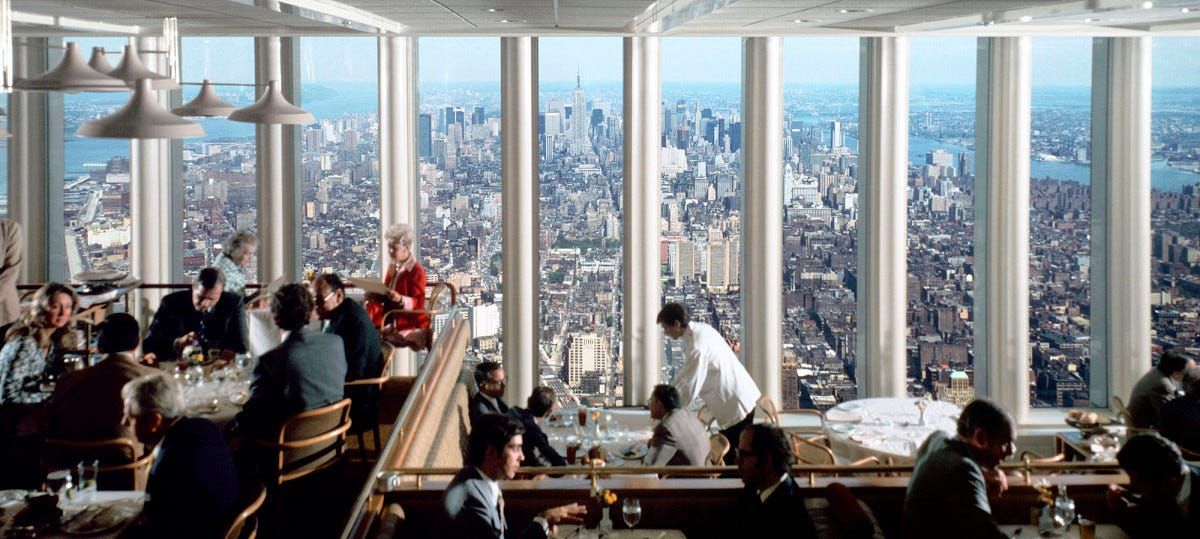 Windows on the World restaurant with a breathtaking view of Manhattan