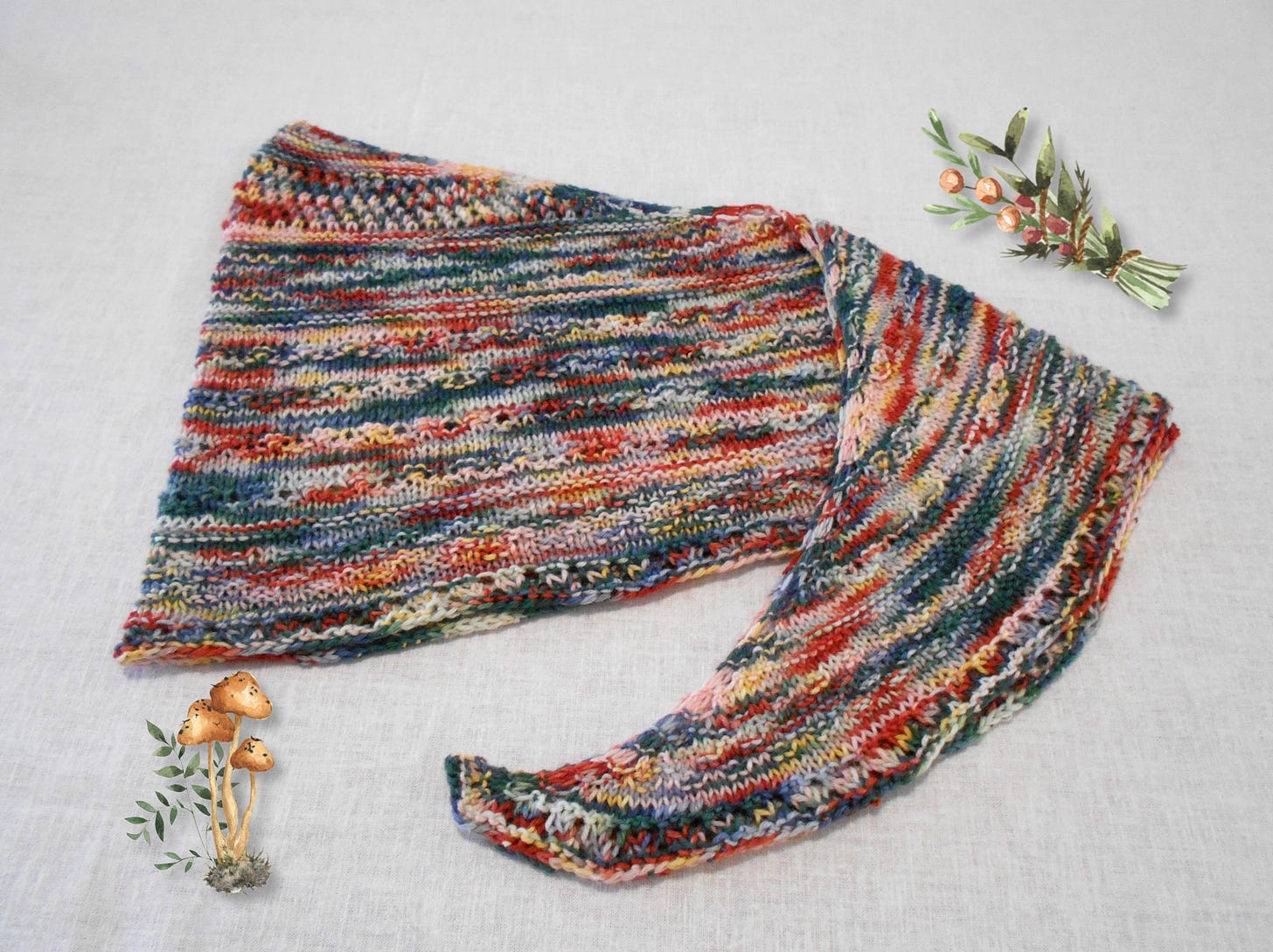 A handknitted shawl in autumn colours