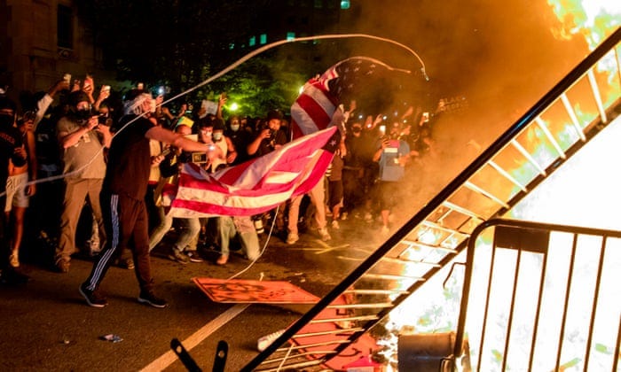 Fires light up Washington DC on third night of George Floyd protests |  George Floyd | The Guardian