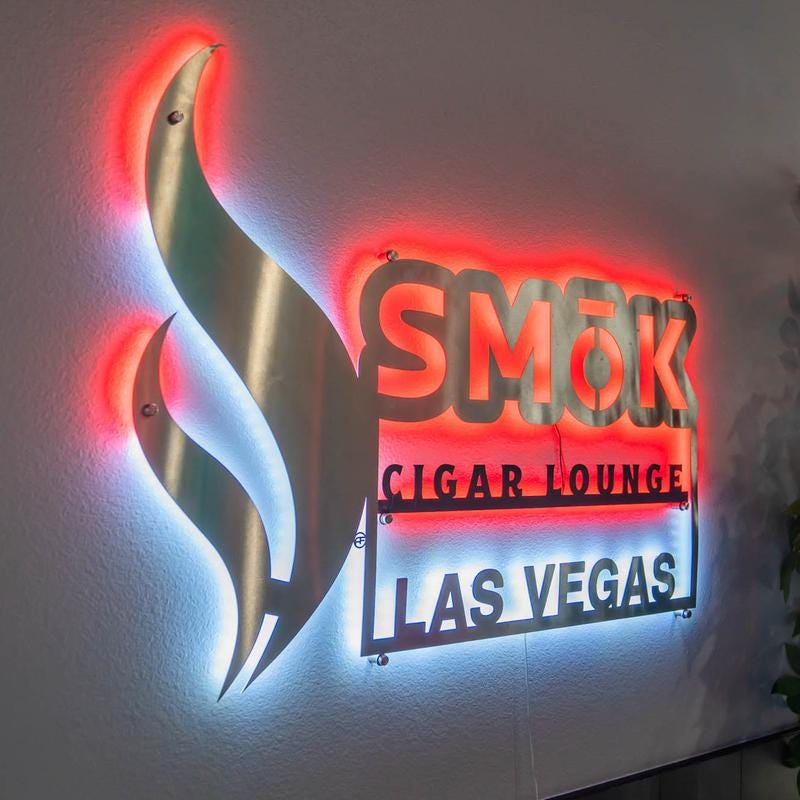Cigar Lounge logo on the wall.