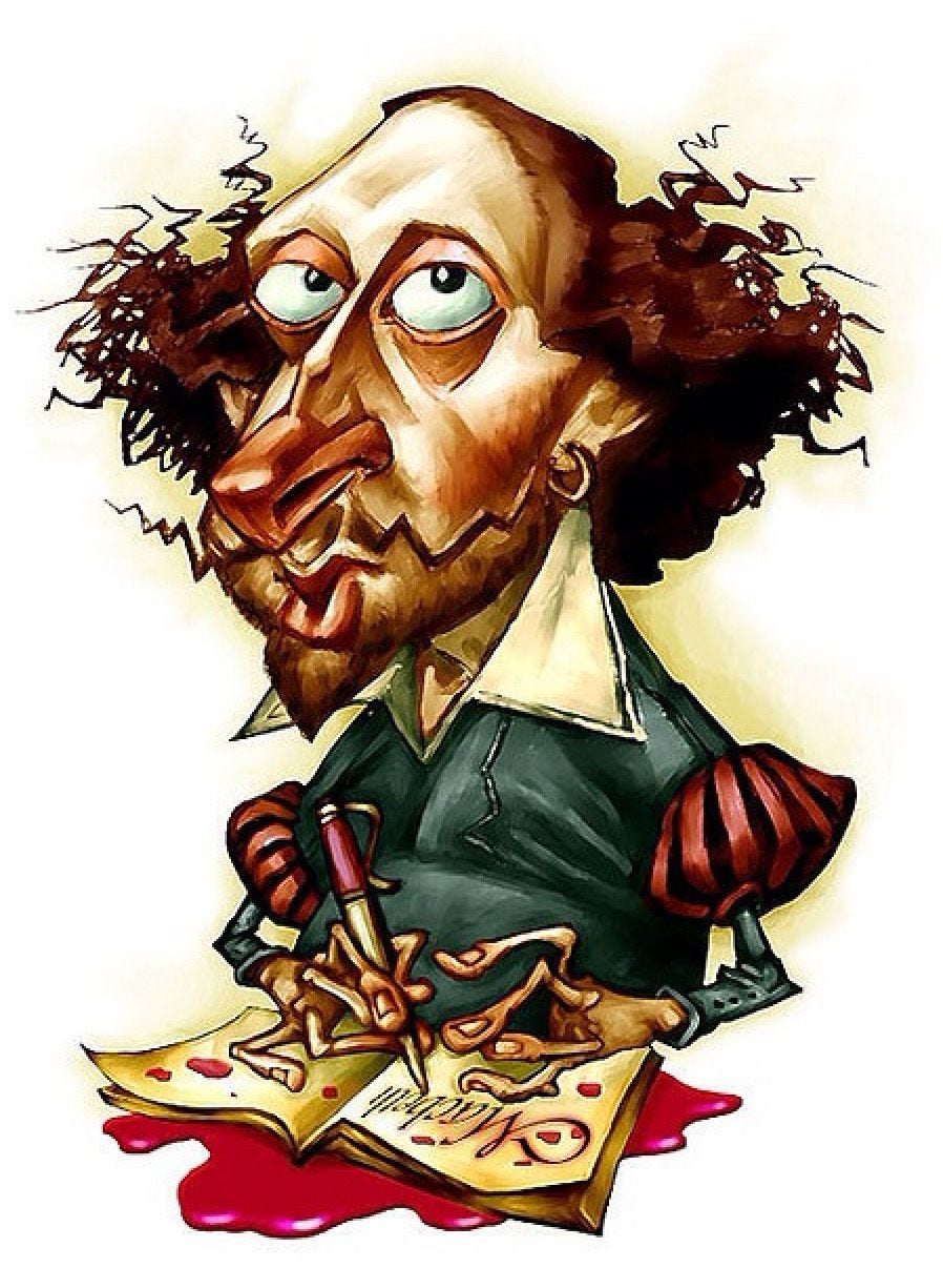 "William Shakespeare " Mounted Print for Sale by MacKaycartoons | Redbubble