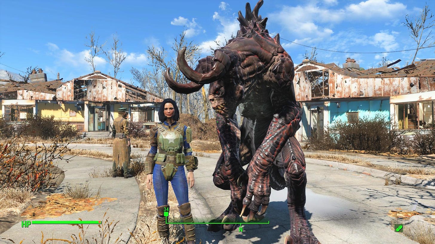 First time taming a Deathclaw and he's my new best friend, sorry MacCready.  : r/fo4