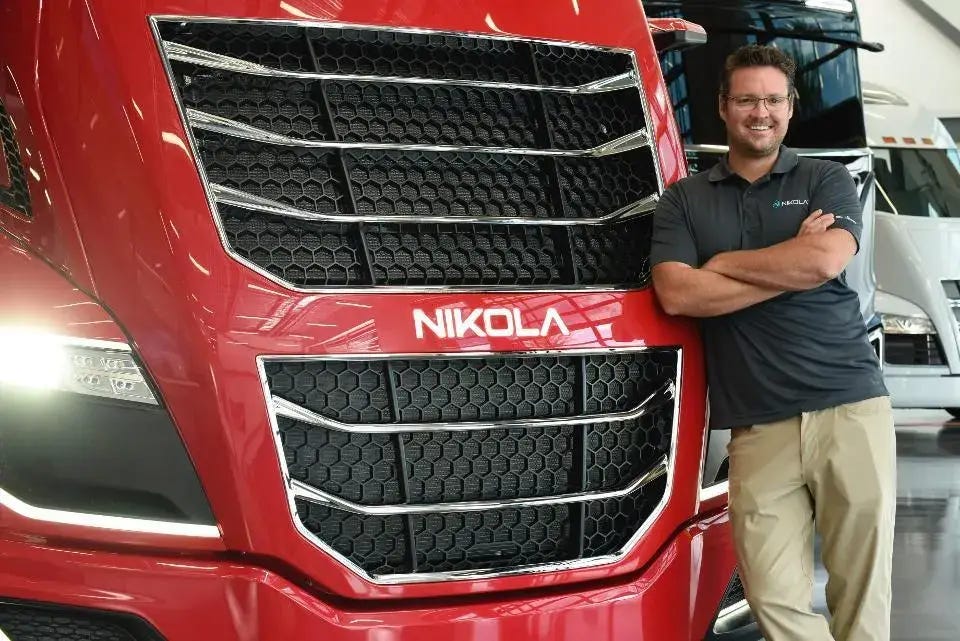 Trevor Milton standing in front of a Nikola One.