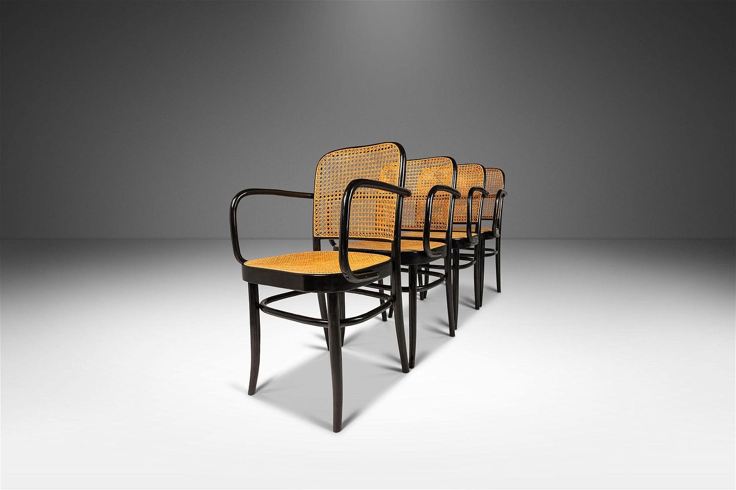Set of Four (4) Bentwood Prague Model 811 Dining Chairs by Josef Frank Josef Hoffmann for Stendig