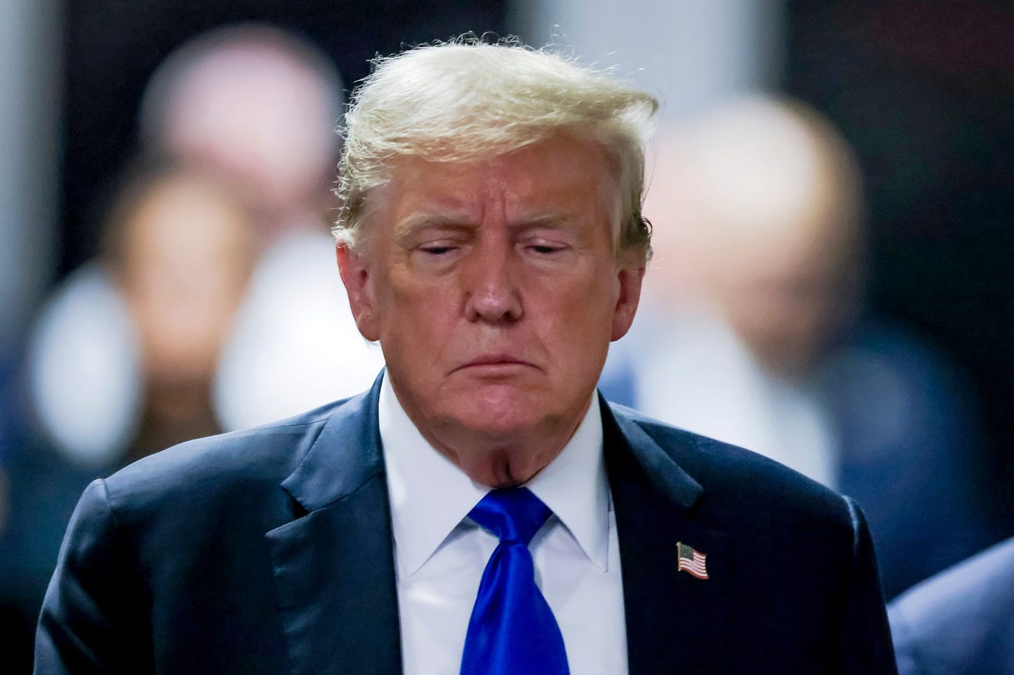 Former President Donald Trump leaves the courthouse after a jury found him guilty of all 34 felony counts in his criminal trial at Manhattan Criminal Court, Thursday, May 30, 2024, in New York. (Justin Lane/Pool Photo via AP)