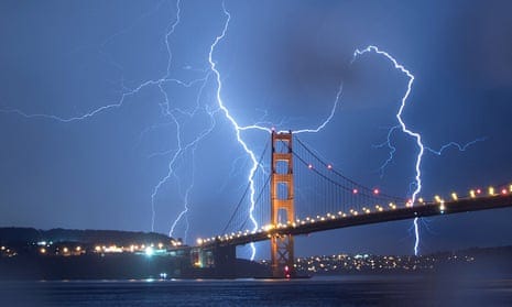 Lightning over the Golden Gate Bridge, San Francisco, September 2017.